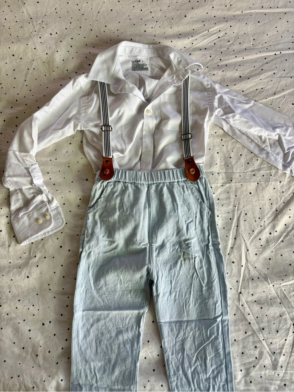 Boys Cotton Suit in Light Blue with Floral Lining